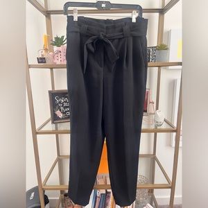 High waisted belted paperbag waist ankle pants